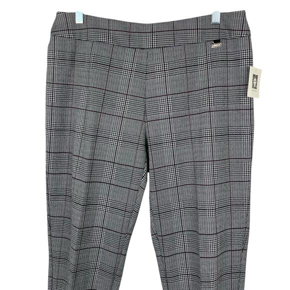 New Anne Klein Pants Slim Ankle Black White Plaid Pull On Stretchy Women's 1X - Picture 2 of 10